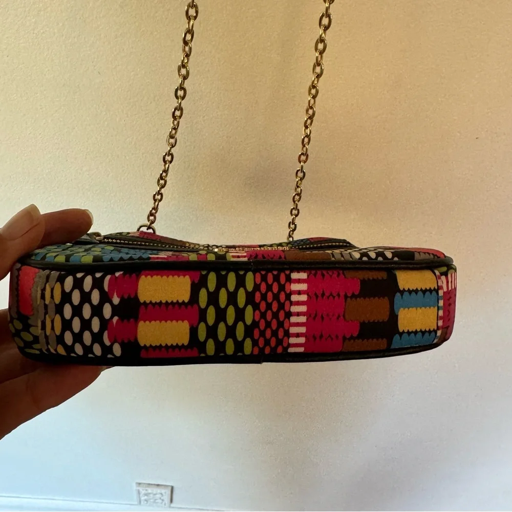 Vera Bradley colorful nylon gold chain strap crossbody bag purse - Picture 5 of 8